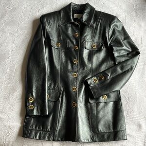St. John Collection Dark Gray Metallic Leather Jacket, Vintage